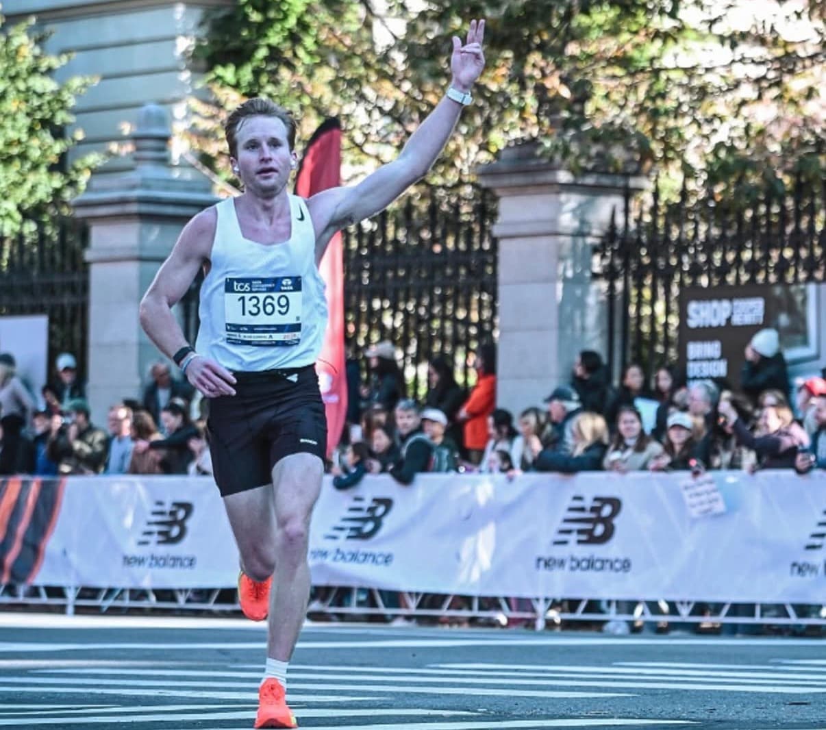 Tyler Wilks finishing a race